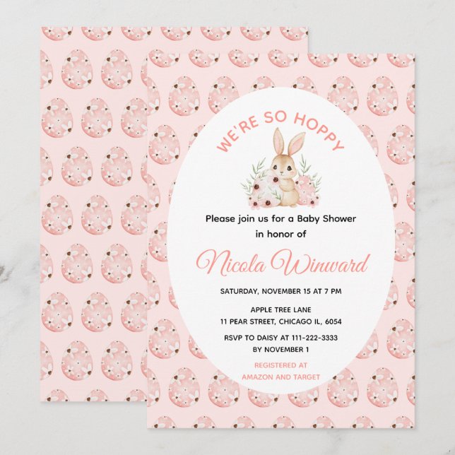 Convites Easter Bunny Baby Shower (Frente/Verso)