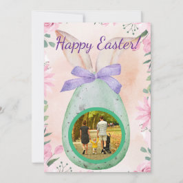 Convites Easter celebration -green egg with photo