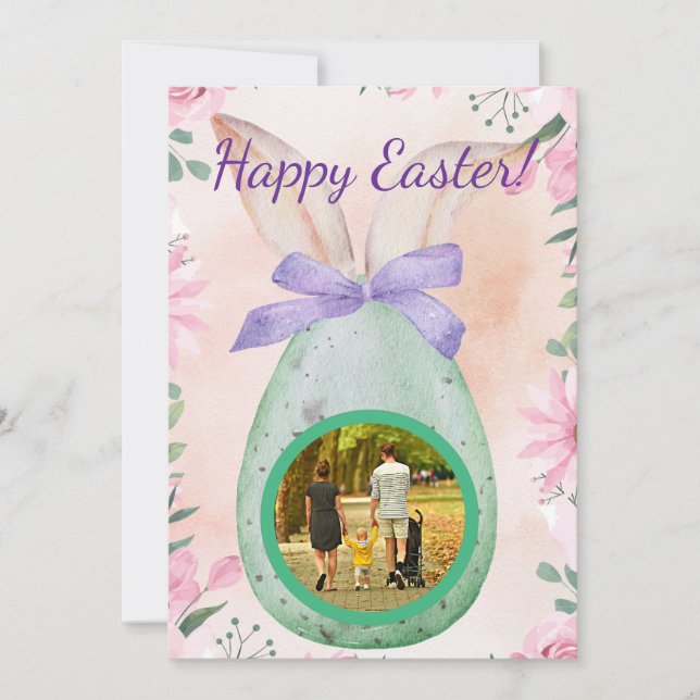Convites Easter celebration -green egg with photo (Frente)