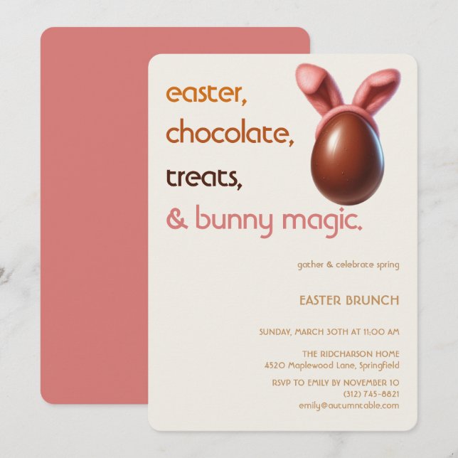 Convites Easter Chocolate Egg Invitation Sweet Spring Party (Frente/Verso)