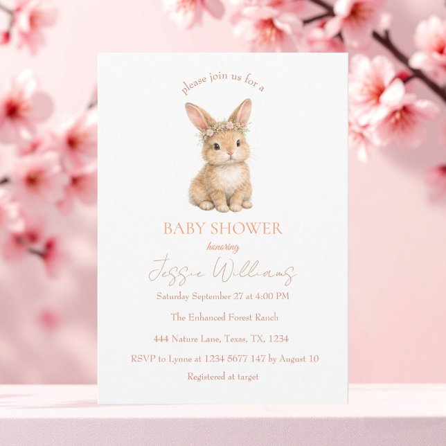 Convites Easter Cute Bunny Rabbit Watercolor Baby Shower (Criador carregado)