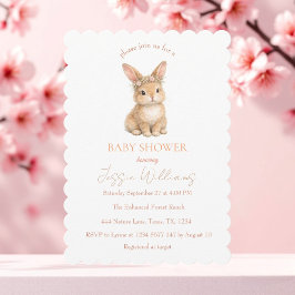 Convites Easter Cute Bunny Rabbit Watercolor Baby Shower