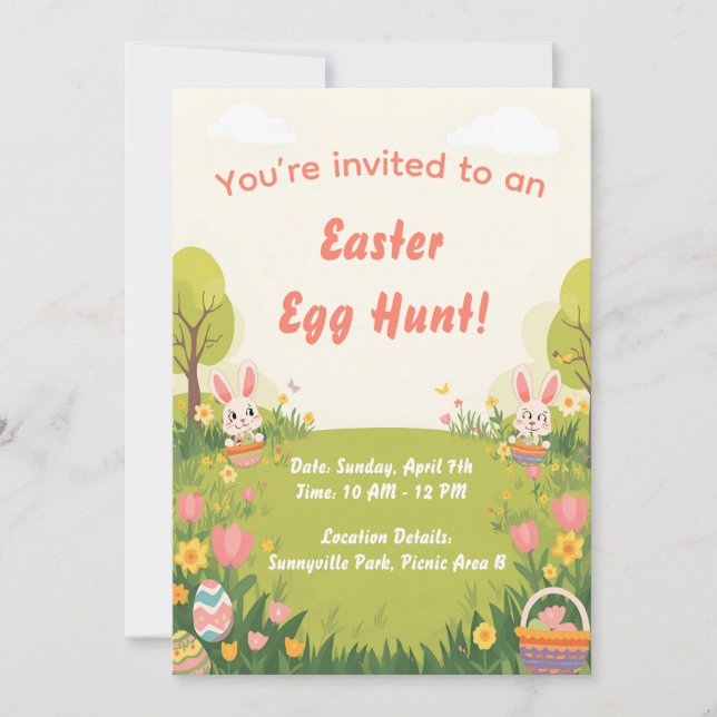 Convites Easter Egg Hunt Invitation – Cute Spring invite (Frente)