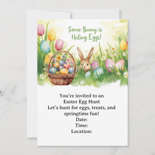 Convites Easter Egg Hunt Invitation – Spring Easter Party (Frente)