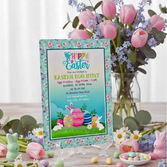 Convites Easter Egg Hunt, Kids Easter Celebration Party (Criador carregado)