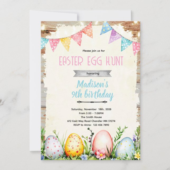 Convites Easter egg Hunt party Invitation (Frente)