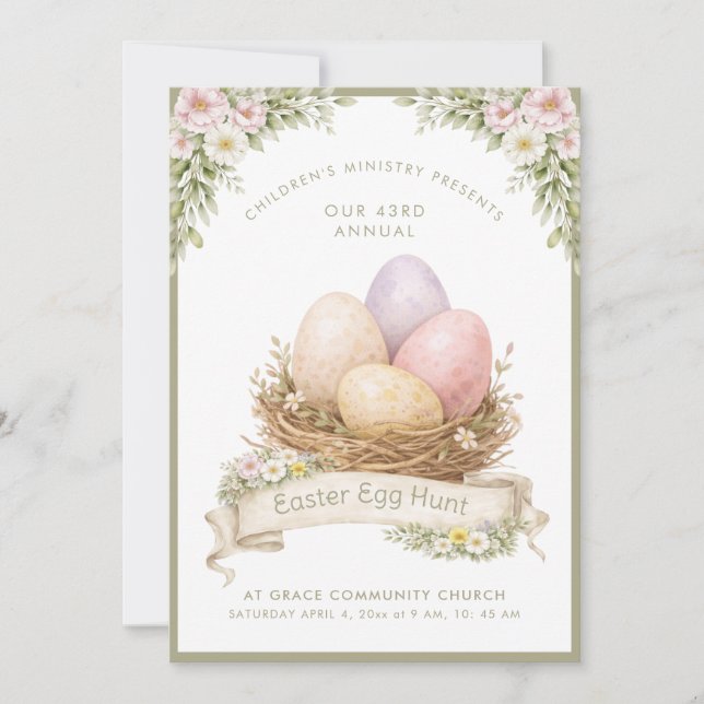 Convites Easter Egg Nest | Easter Egg Hunt (Frente)