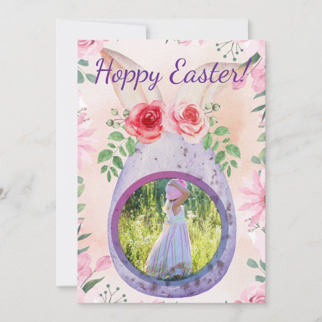 Convites Easter egg with photo purple (Frente)
