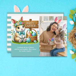 Convites Easter Greetings! Adorable Bunny with Family Photo