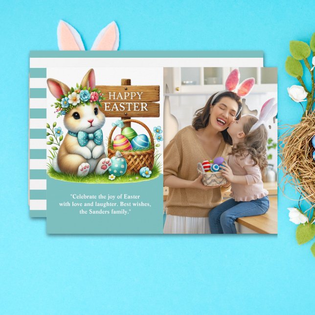Convites Easter Greetings! Adorable Bunny with Family Photo (Criador carregado)
