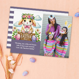 Convites Easter Greetings! Adorable Bunny with Family Photo