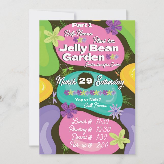 Convites Easter Invitation Jelly Bean Garden Party (Frente)