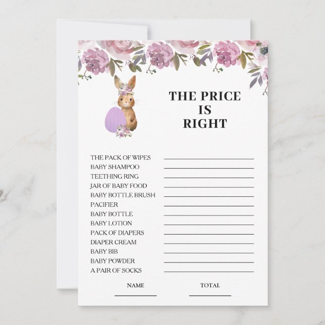Convites Easter Price is Right Baby Shower Game Card  (Frente)