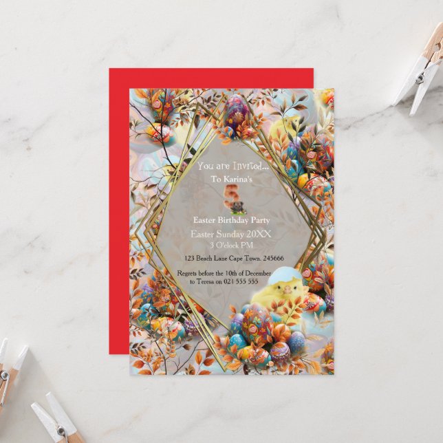 Convites Easter Sunday Birthday Celebrations (Frente/Verso In Situ)