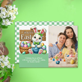 Convites "Easter Wishes! Lovely Bunny with Family Picture"