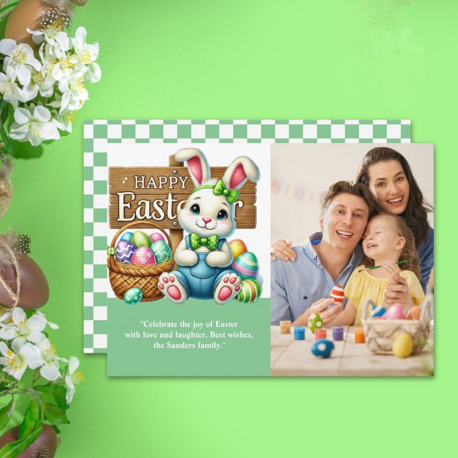 Convites "Easter Wishes! Lovely Bunny with Family Picture" (Criador carregado)