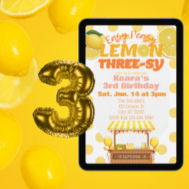 Convites Easy Peasy Lemon Três Anos, Aniversário de 3 anos