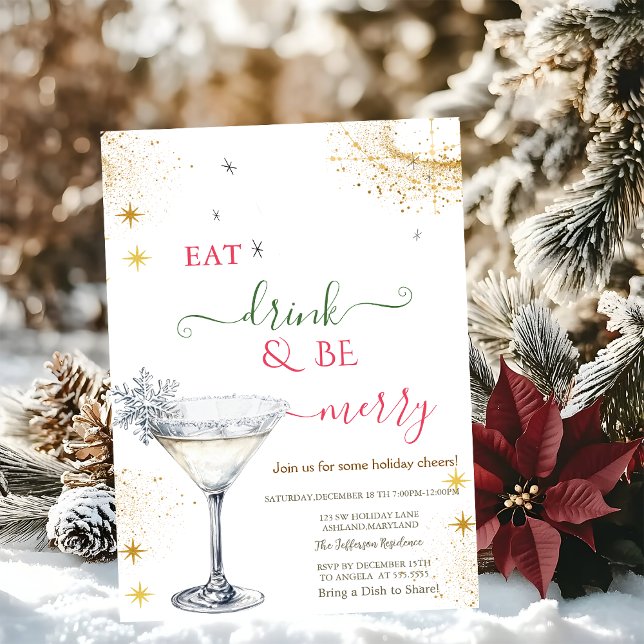 Convites Eat Drink & Be Merry Snowflake Cocktail (Criador carregado)
