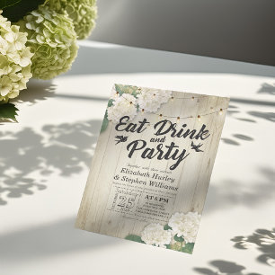 Convites EAT Drink & Party Weding Flower Wood String Light