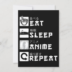 Convites Eat Sleep Anime Repete O Sobreloso Japonês De Man