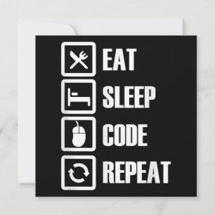 Convites Eat Sleep Code Repetir Engenheiro de Programação