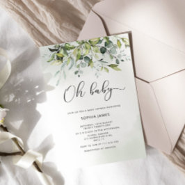 Convites Ecalyptus verde chá de fraldas