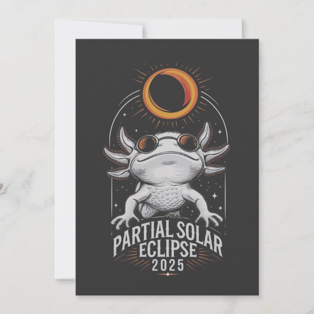 Convites Eclipse Solar Parcial 2025 Anfíbio Axolotl (Frente)