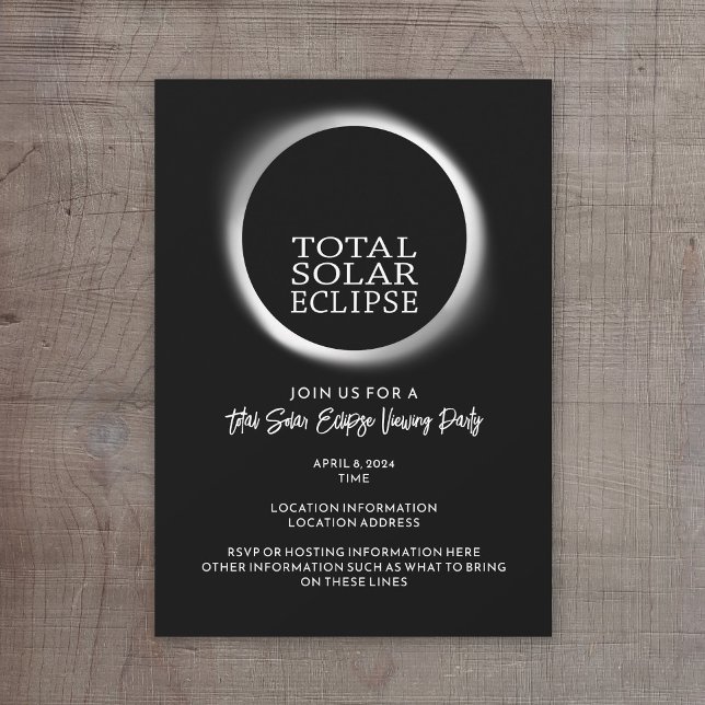 Convites Eclipse Solar Total - 2024 ou data personalizada (Solar Eclipse Viewing Party Invitation - Instant Download Option Available)