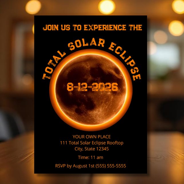 Convites Eclipse Solar Total 2026 (Total Solar Eclipse 2026 Invitation)