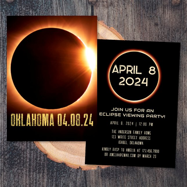Convites Eclipse Solar Total Oklahoma 2024 Personalizado (Criador carregado)