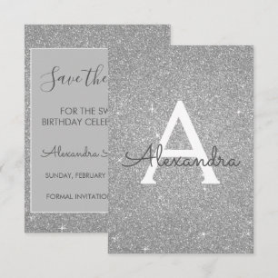 Convites Economias de prata do doce 16 do brilho a data