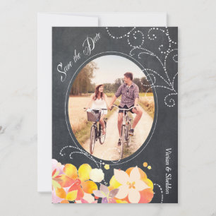 Convites Economias florais da foto do casamento do quadro a
