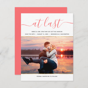 Convites Economias modernas da foto coral viva elegante a