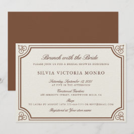Convites Ecru clássico Brunch com Chá de panela
