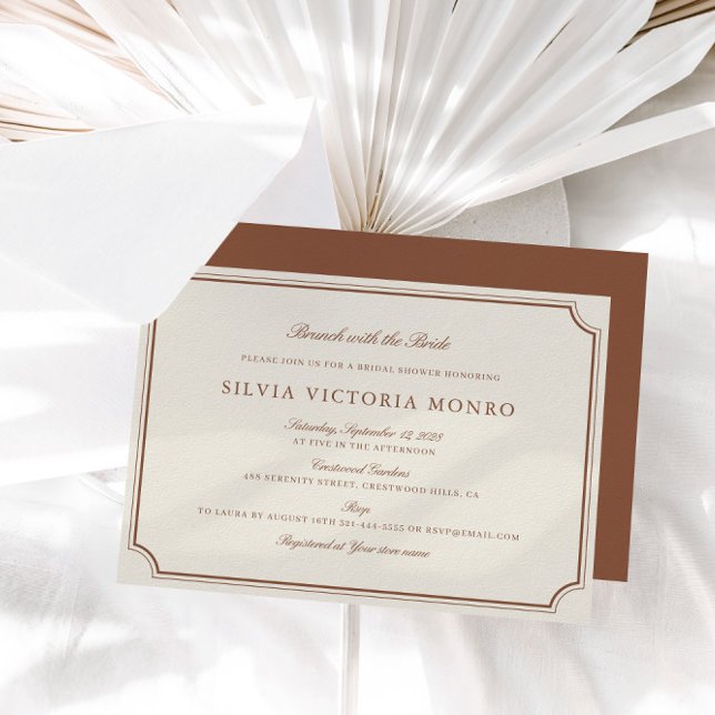 Convites Ecru clássico Brunch com Chá de panela (Classic Ecru Brunch with the Bride Bridal Shower Invitation)