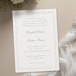 Convites Ecru Formal Romance Clássico com Triplo Arco Casam
