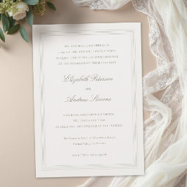 Convites Ecru Formal Romance Clássico Moldura Tripla 2 Casa