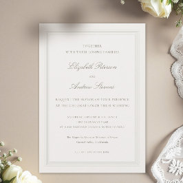 Convites Ecru Formal Romance Moderno Clássico Triplo Casame