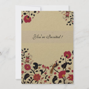 Convites EDEN, Casamento Amor Pássaros, Flores Vermelhas Pr