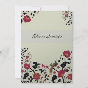 Convites EDEN,Pássaros do Amor Casado, Flores Negras Vermel