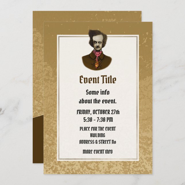 Convites Edgar com Inseto Dourado (Frente/Verso)