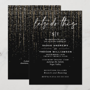 Convites Edgy Chic Champagne Glitter Garland