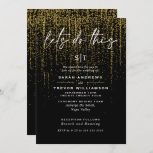Convites Edgy Chic Dourado Glitter Garland Invitation
