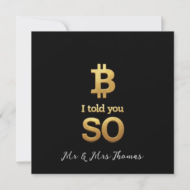 Convites Edição Limitada Bitcoin Told You So Retro Cripto  (Frente)