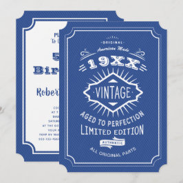 Convites Edição limitada de azul e branco de Festa de anive