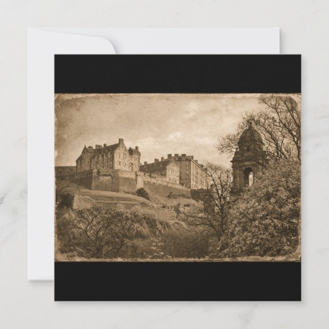 Convites Edinburgh Castle Sepia Photograph (Frente)