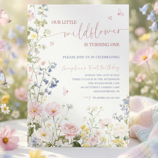 Convites Editable A Little Wildflower Baby Shower Invitatio (Criador carregado)