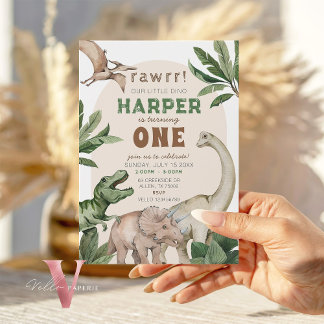 Convites Editable "AGE" Dinosaurs Trex Wild Birthday