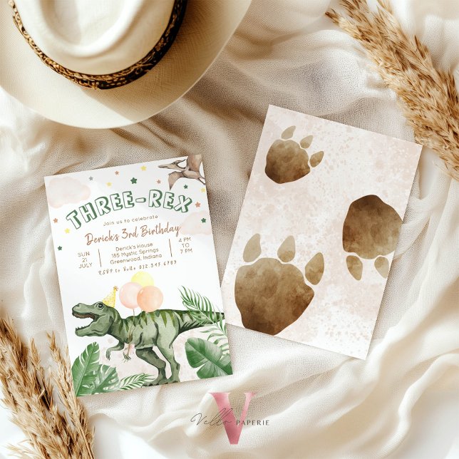 Convites Editable "AGE" Dinosaurs Trex Wild Birthday (Criador carregado)