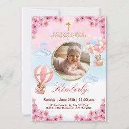 Convites Editable Baby Girl Baptism Invitation